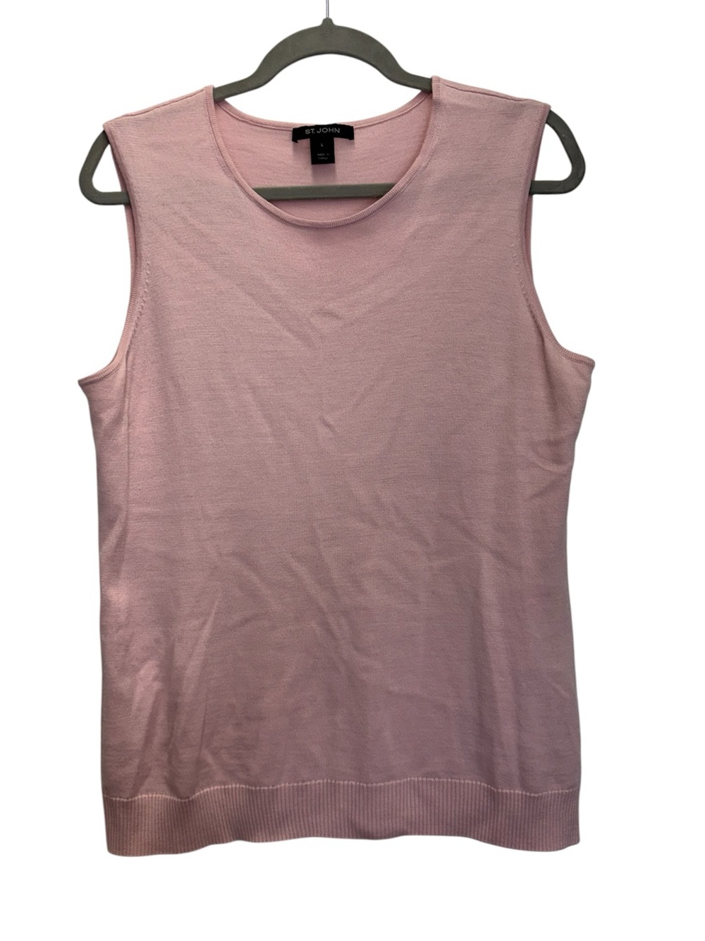 St. John Sleeveless Light Pink Crewneck Sweater Vest Shell Size Large